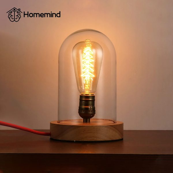 لامپ رومیزی ادیسون با حباب شیشه‌ای کلاسیک